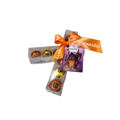 Transparentní bonboniéra Halloween 5ks - Belgické pralinky Leonidas