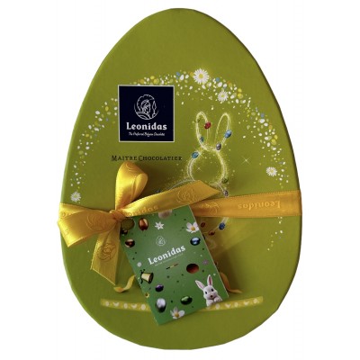 Velikonoční zelená bonboniéra ve tvaru vejce  - Belgické pralinky Leonidas