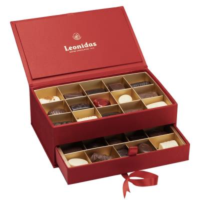 Luxusní Leonidas bonboniéra Šperkovnice červená - Belgické pralinky Leonidas